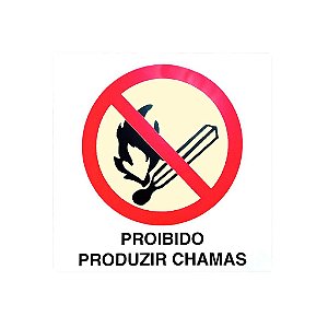 Placa Sinalização Adesiva Proibido Produzir Chama - P2