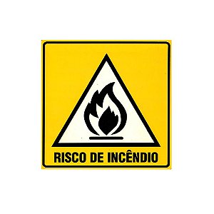 Placa Sinalização Adesiva Pvc Risco de Incêndio - A2