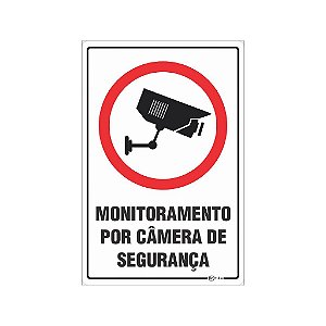 Placa Sinalização Monitoramento por Câmera de Segurança	20x30cm Adesiva