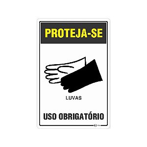 Placa Sinalização E.P.I. Luva 20x30cm Adesiva