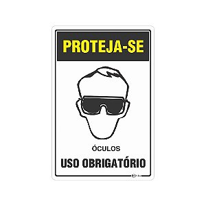 Placa Sinalização E.P.I. Óculos  20x30cm Adesiva