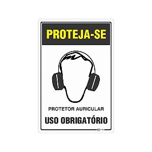 Placa Sinalização  E.P.I. Auricular 20x30cm Adesiva
