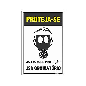 Placa Sinalização E.P.I. Máscara 20x30cm Adesiva