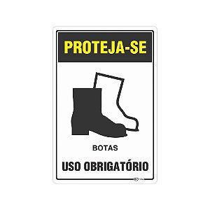 Placa Sinalização E.P.I. Botas 20x30cm Adesiva