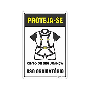 Placa Sinalização E.P.I. Cinto de Segurança 20x30cm Adesiva