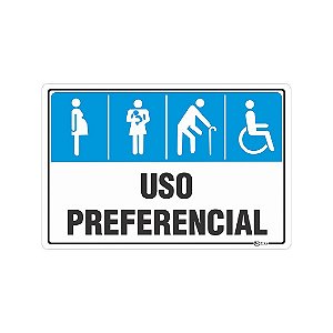 Placa Sinalização Uso Preferencial 20x30cm Adesiva