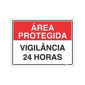 Placa Área Protegida Vigilância 24 Horas - 15x20
