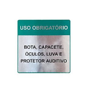 Placa Sinalização Uso Obrigatório EPI 15x15 - Aluminio Adesivo
