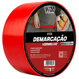 Fita Demarcação de Solo PVC 48 mm X 30 Metros - Vermelha