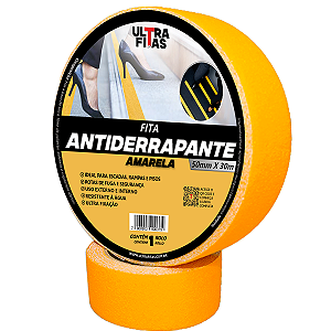 Faixa Fita Lixa Antiderrapante Adesiva 50 mm X 30 metros - Amarela