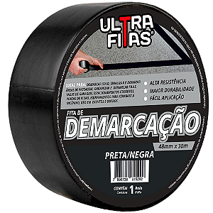 Fita Demarcação de Solo PVC 48 mm X 30 Metros - Preta