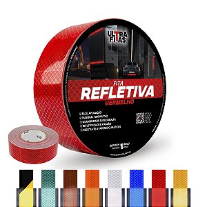 Fita Adesiva Refletiva Prismática Auto 50 mm X 03 Metros - Vermelha