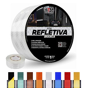 Fita Adesiva Refletiva Prismática Auto 50 mm X 03 Metros - Branca