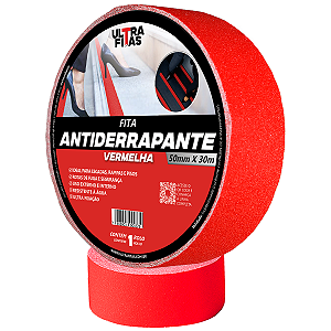 Faixa Fita Lixa Antiderrapante Adesiva 50 mm X 30 metros - Vermelha