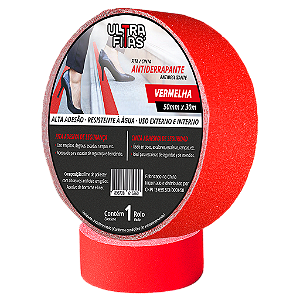 Faixa Fita Lixa Antiderrapante Adesiva 50 mm X 30 metros - Vermelha