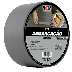 Fita Demarcação de Solo PVC 48 mm X 30 Metros - Cinza