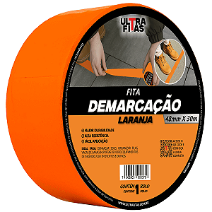 Fita Demarcação de Solo PVC 48 mm X 30 Metros - Laranja
