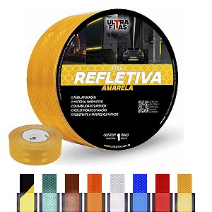 Fita Adesiva Refletiva Prismática Auto 50 mm X 10 Metros - Amarela