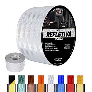 Fita Adesiva Refletiva Prismática Auto 100 mm X 15 Metros - Branca