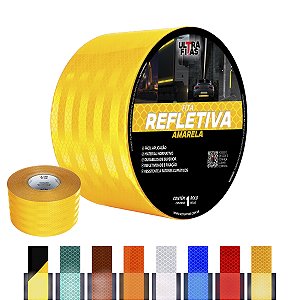 Fita Adesiva Refletiva Prismática Auto 100 mm X 01 Metro - Amarela