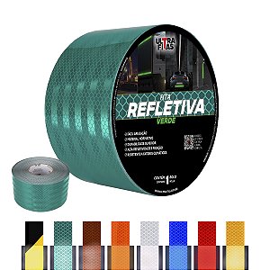 Fita Adesiva Refletiva Prismática Auto 100 mm X 02 Metros - Verde