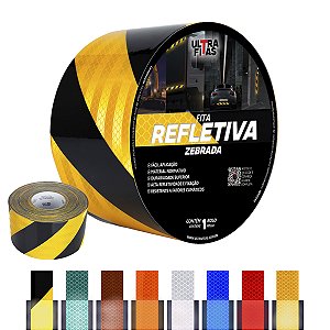 Fita Adesiva Refletiva Prismática Auto 100 mm X 03 Metros - Amarela