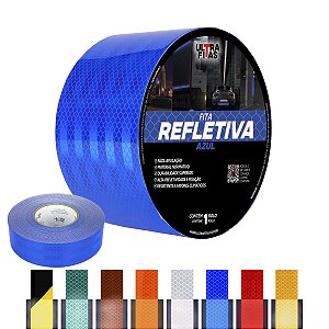 Fita Adesiva Refletiva Prismática Auto 100 mm X 03 Metros - Azul