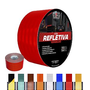 Fita Adesiva Refletiva Prismática Auto 100 mm X 05 Metros - Vermelha
