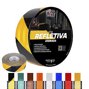 Fita Adesiva Refletiva Prismática Auto 50 mm X 05 Metros - Listrada (Amarela e Preta)