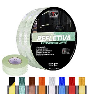 Fita Adesiva Refletiva Prismática Auto 50 mm X 01 Metro - Fotoluminescente Neon