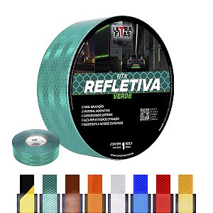 Fita Adesiva Refletiva Prismática Auto 50 mm X 01 Metro - Verde