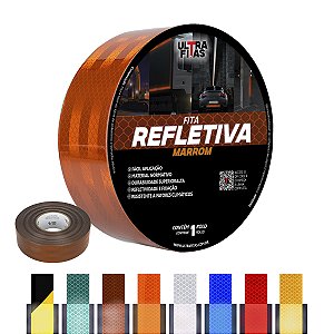 Fita Adesiva Refletiva Prismática Auto 50 mm X 02 Metros - Marrom