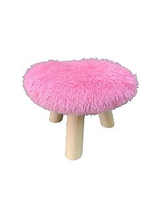 Puff Banqueta Pelúcia Madeira Resistente  Rosa43