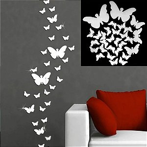 Espelho Adesivo Decorativo Borboleta 21 e 11 cm Kit 14 Peças