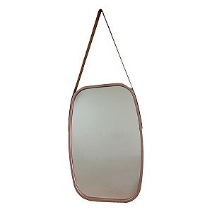Espelho Retangular Com Alça de Couro - Rose 64,8 cm