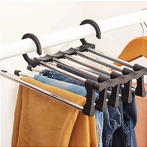 Cabide De Calça de Inox Para 5 Peças Preto