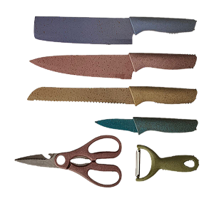 Jogo de Facas em Aço Inox Coloridas - Kit com 6 peças