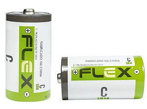 Pilha Alcalina Media Tipo C Flex FX-CK2 Blister com Duas Unidades