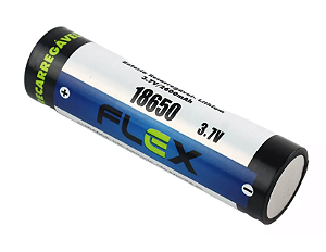 Bateria 18650 Recarregavél Litio 3.7V 3800mAh FLEX Blister Uma Unidade