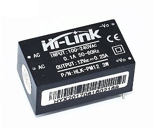 Mini Fonte HLK-PM012 100-240VAC 12VDC 0.25A 3W H