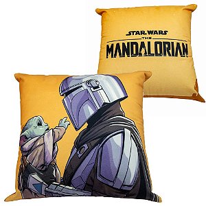 Almofada Fibra Veludo Mando e The Child Mandalorian 40x40cm