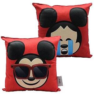 Almofada Emoji Mickey Mouse Feliz Triste Disney 25x25cm