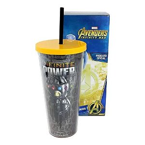 Copo Canudo Thanos Avengers Infinity Wars Marvel 500ml