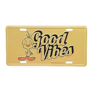Placa Metal Piu Piu Good Vibes Looney Tunes 30x15cm