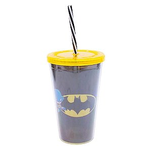 Copo Plástico Canudo Batman Chibi DC Comics 450ml