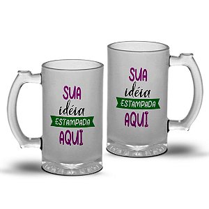 Caneca de Chopp Vidro Fosco Personalizada 455ml