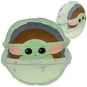 Almofada Formato Fibra Baby Yoda Nave Star Wars 35cm