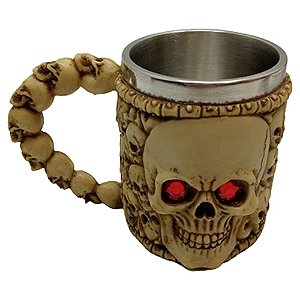 Caneca Térmica 3D Caveira Olhos Vermelhos 400ml