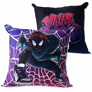 Almofada Fibra Veludo Spiderman Miles Morales 40cm