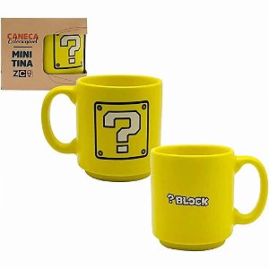 Caneca Mini Tina Lucky Block Super Mario em Cerâmica 100ml em